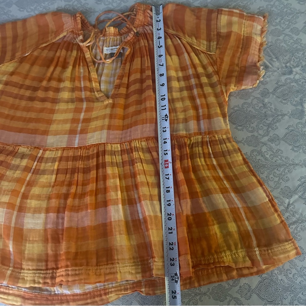 Pilcro and the Letter Press Gauzy Oversized Plaid Babydoll Top XS - Picture 7 of 9